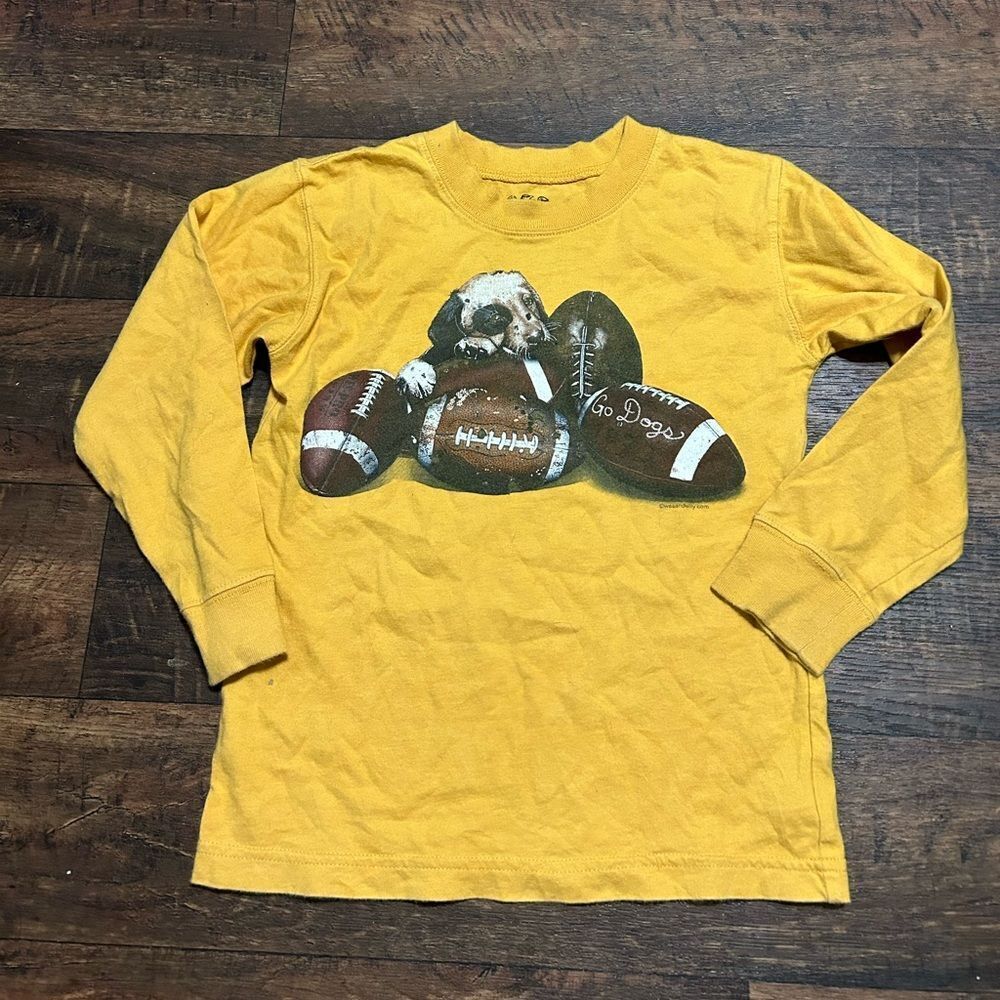 Boys Wes and Willy Puppy Football Long Sleeve Tshirt